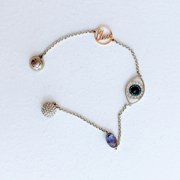 Swarovski evil eye silver bracelet with stations